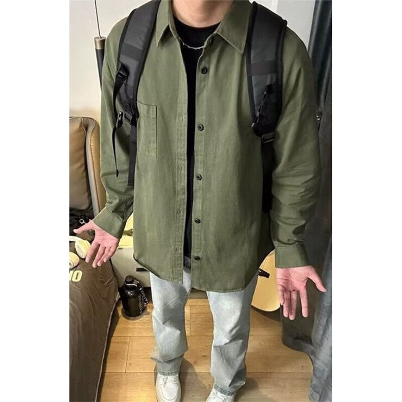 日系cityboy纯棉衬衫外套男春秋款宽松休闲百搭长袖衬衣 CS53图片