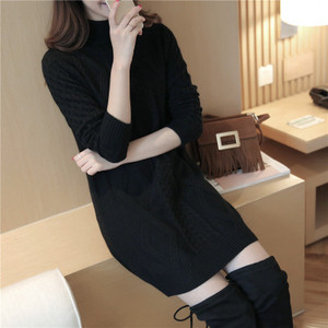 时尚 潮流 韩版 百搭 2021年秋季 长袖 纯色 中长款 针织衫/毛衣图片