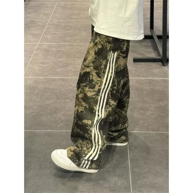 美式复古三道杠迷彩裤子男款高街机能风伞兵裤直筒工装户外报恩裤，男装工装外套，四季星座505