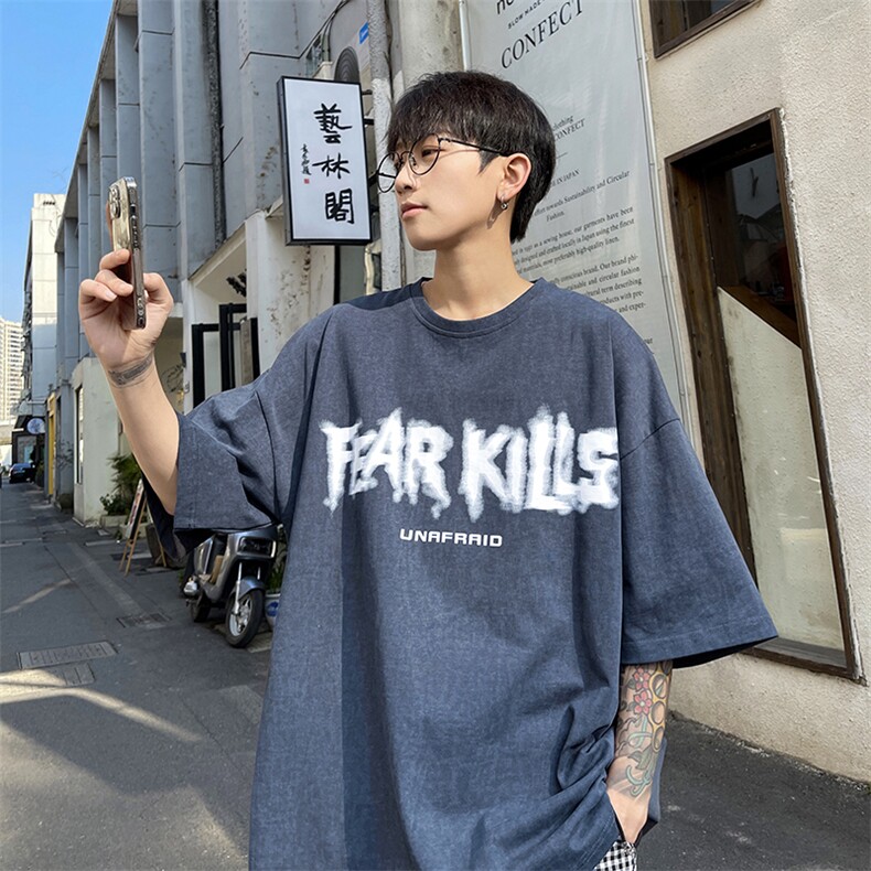 B266-6601-P30控4823夏季新款重磅纯棉港风宽松休闲T恤短袖,男装T恤,星座B257-1