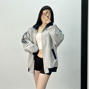 抖音得物高品质 美式高街重磅结构设计拼接织带立领卫衣外套 CM42图片