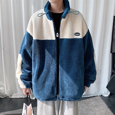 冬装学生加绒加厚棉衣港风潮羊羔绒撞色外套男女910-P105控价138，男装棉衣，电商A441-1