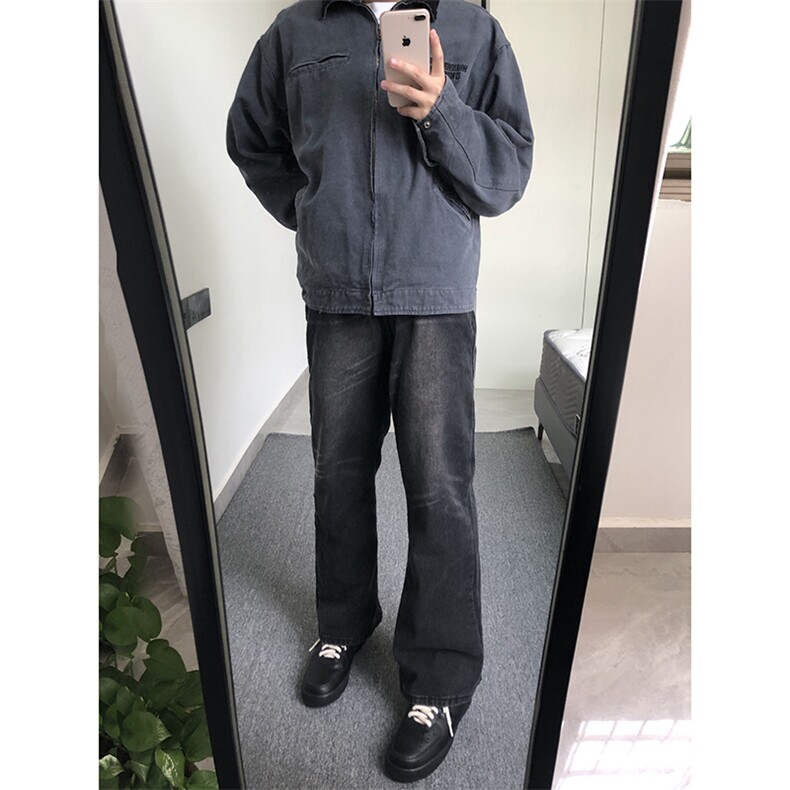 B221美式ins高街暗黑光版修身微喇牛仔裤LK23137-P55控78,男装牛仔裤,电商B221