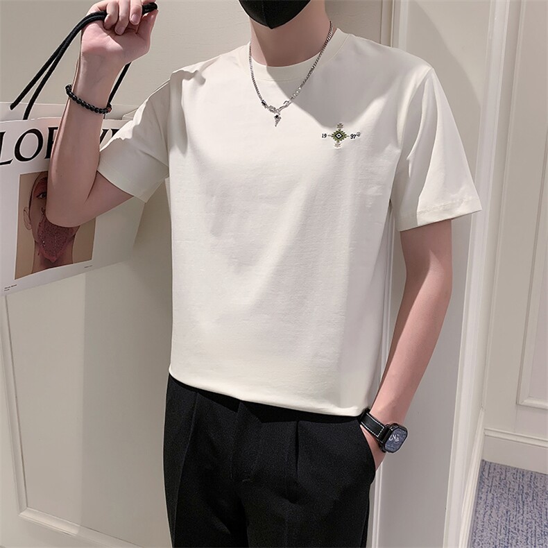 卡其3男潮夏季小伙简约休闲体恤ins打底上衣T301A-1/T95/P45,男装T恤,星座301A-1