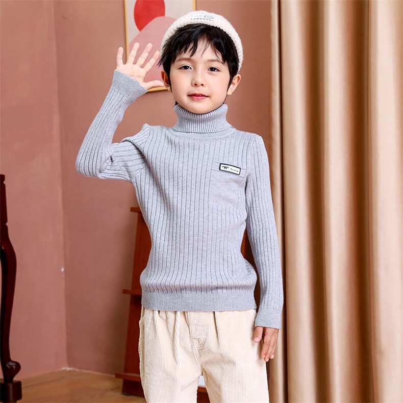 时尚儿童高领毛衣简约设计保暖舒适春秋冬，童装毛衣，越洋羊