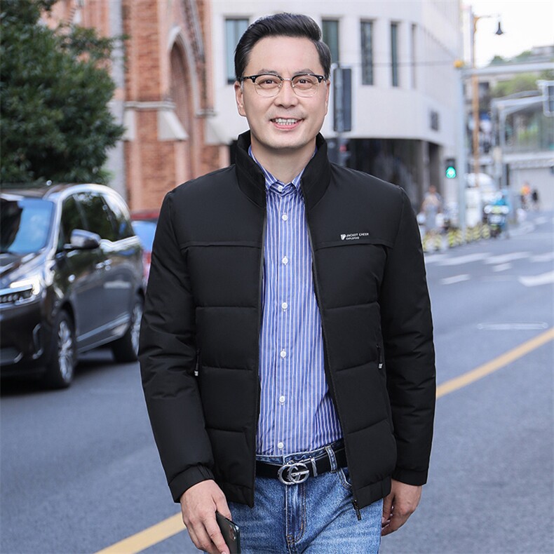 男装加厚棉服冬季新款中年男士商务休闲爷爷外套男装纯色立领棉服,男装棉衣,电商B212（原钱塘6029）