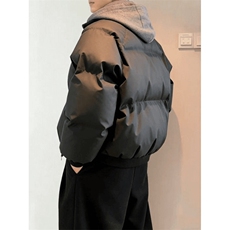 现货高品质重磅工艺美式高街假两件PU皮棉衣男女加厚棉服外套，男装棉衣，电商A486-1