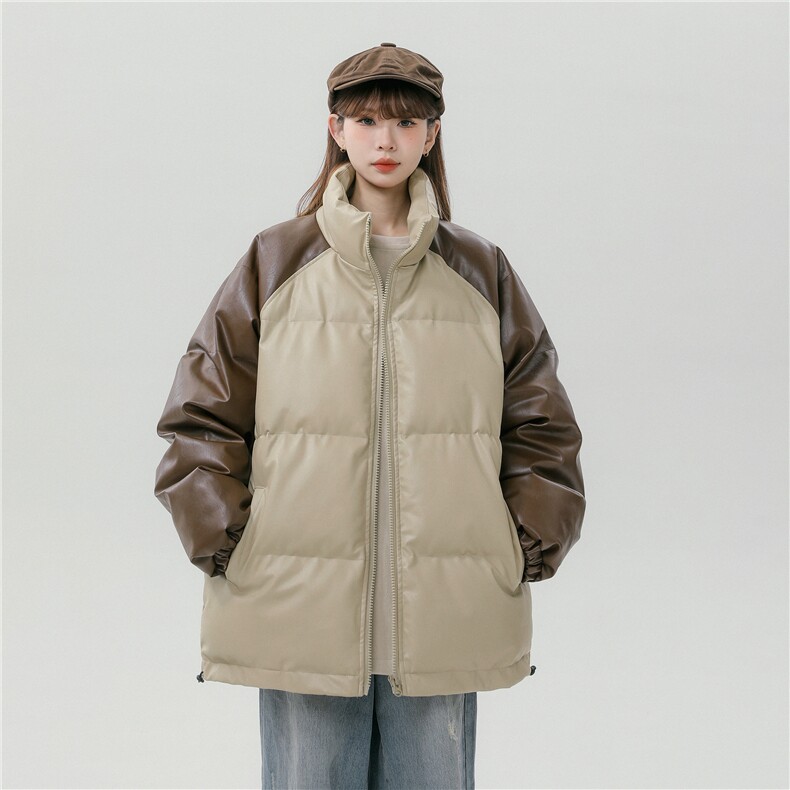 中性风拼接撞色面包服时尚立领保暖皮棉服A247-MY520特批85,男装棉衣,电商A247