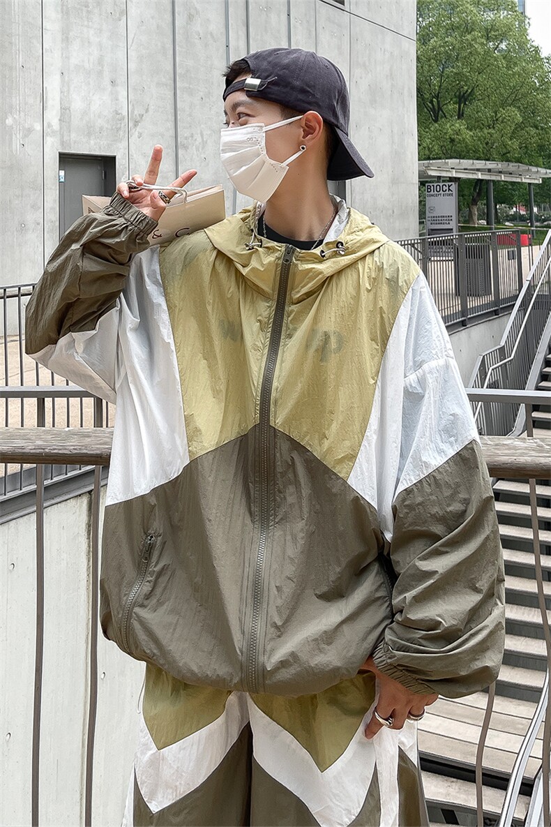 时尚连帽防晒套装男夏季运动风拼色防晒衣夹克XZ514-2-1607-P98,男装防晒衣,星座514-2(原B239)