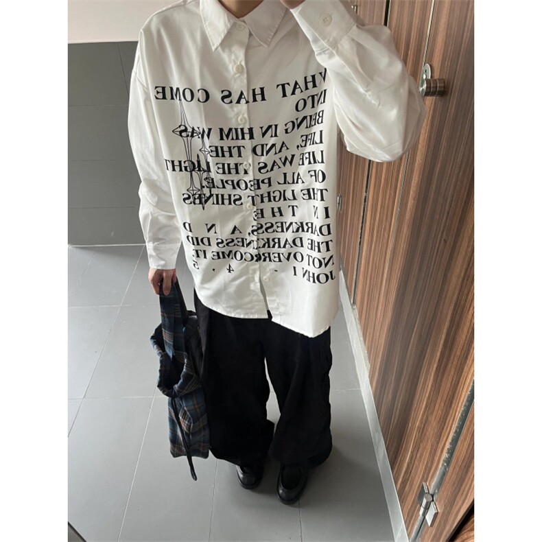 【有货】cleanfit白色字母衬衫男高级感痞帅长袖衬衣1288LL-P39,男装衬衫,星座1007（原301D）