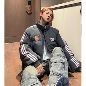 冬装新 港风织带棉服 刺绣logo棉衣休闲加厚外套男女 G1105 P118图片