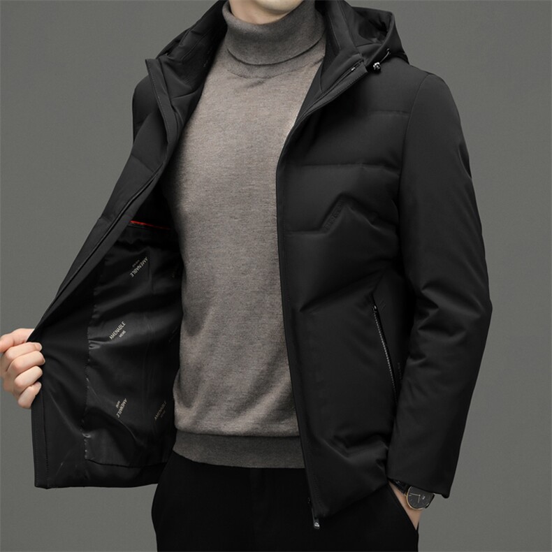 冬季2023新款可脱卸帽羽绒服男中年加厚保暖白鸭绒外套休闲爸爸装,男装羽绒服,电商B212（原钱塘6029）