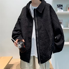 春秋新款巴洛克外套男褂子哈灵顿潮复古褶皱高级感夹克~W24-p60，男装夹克，星座601-2
