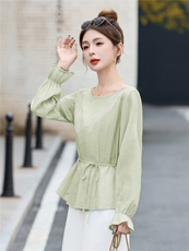 长袖衬衫女秋2025新款时尚气质洋气减龄收腰显瘦早秋漂亮小衫上衣，女装衬衫，丽影随形
