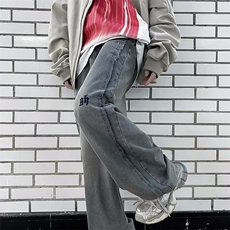 美式高街牛仔裤男韩版潮痞子2023冬季新款ins阔腿长裤RK1188-P49，男装牛仔裤，星座412-3