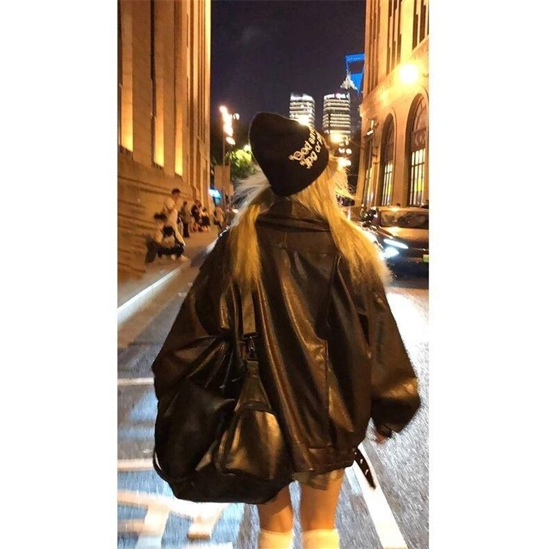 简约皮衣男生潮夹克原宿风外套秋冬青年港风ins冬季休闲宽松衣服,男装夹克,星座506A