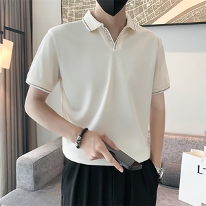 轻熟风夏季薄款POLO衫韩版修身短袖T恤男士撞色翻领体恤衫 T549图片