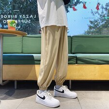 新款春夏九分直筒冰丝束脚休闲百搭裤2027-特批20,男装休闲裤,星座718-1