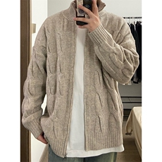 【有货】M6528CC-特P75复古麻花针织开衫男女拉链毛衣立领外套，男装针织衫/毛衣，星座1007（原301D）