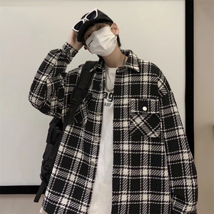 格子外套男港风潮百搭宽松休闲夹克ins青年韩版潮牌上衣J3340-P57