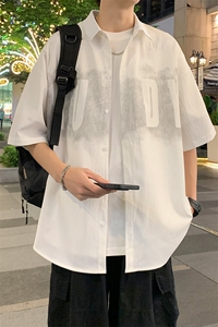 夏季新款男女同款短袖衬衣外套XZ102B-1-CS122P40图片