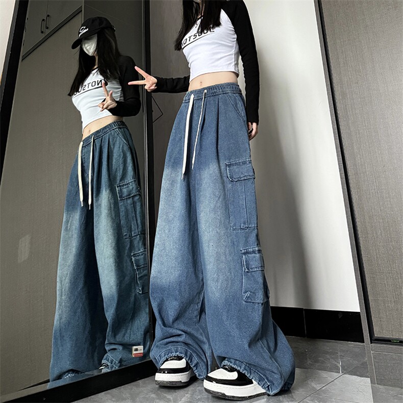 潮流工装牛仔裤男女水洗潮新款宽松直筒休闲裤,男装牛仔裤,星座410-6（原星座1304-1）
