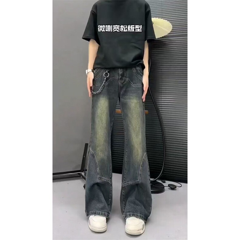 【现货】微喇复古水洗做旧拖地感牛仔裤NZ06281P55,男装牛仔裤,星座1004（原星座815-3）