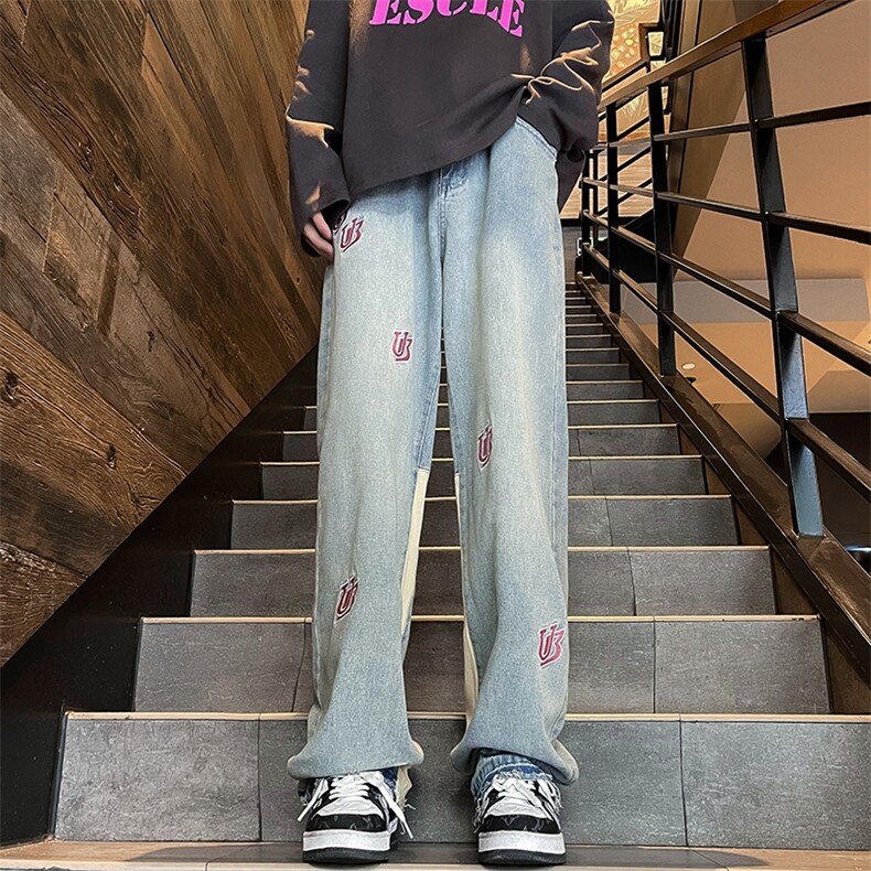 春秋日系潮牌高街直筒裤美式复古设计感小众水洗牛仔裤K7513-P55,男装牛仔裤,星座512-3