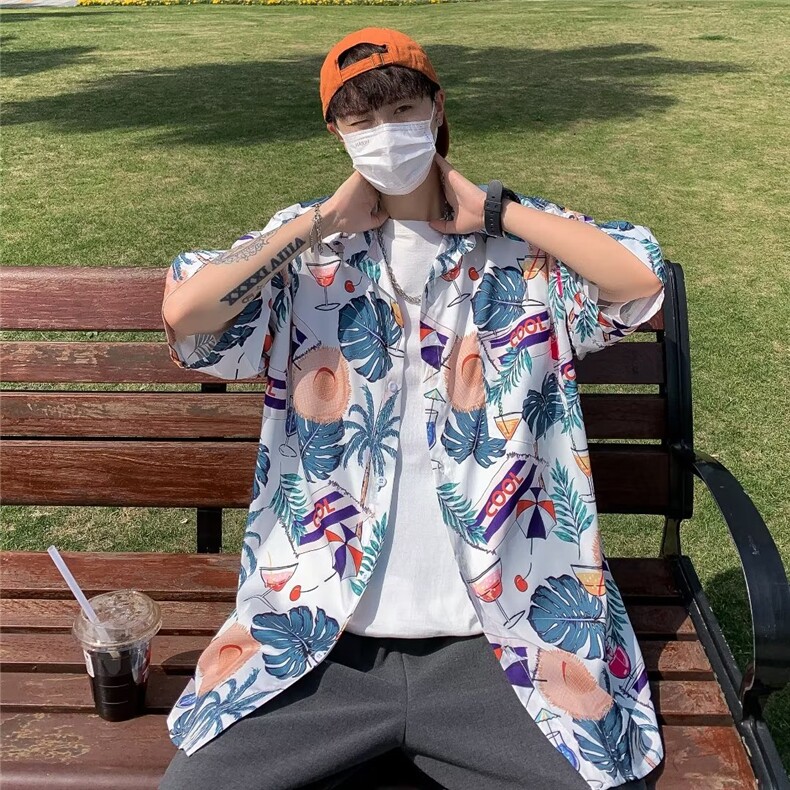夏季新款衬衫潮流慵懒男方领冰丝垂感衬衫C4083P30,男装衬衫,星座1116-2
