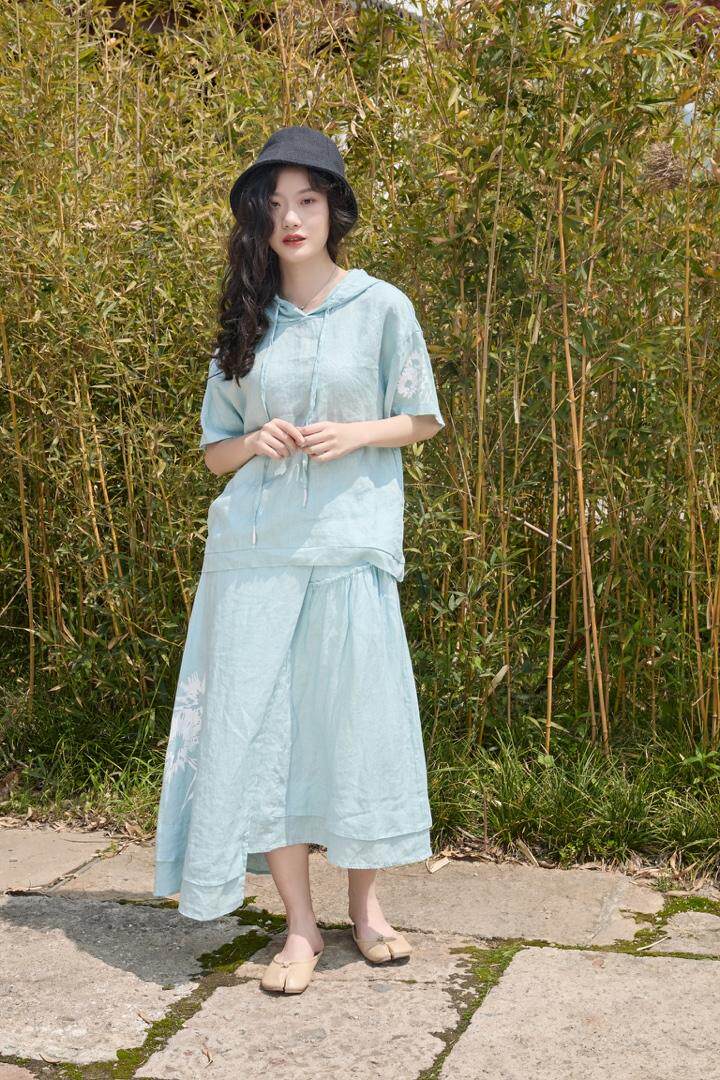 苎麻套装系列。，女装职业装，线象