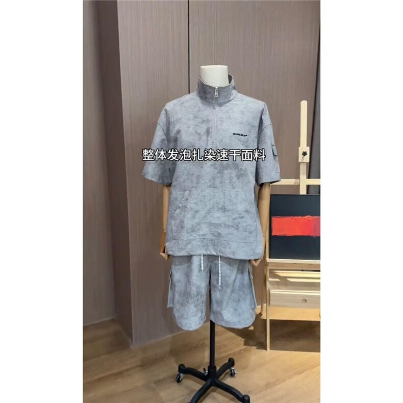 现货网图抖音品质夏季运动套装短袖T恤短裤一整套TZ506P50,男装休闲套装,星座1904A