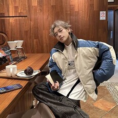 小众撞色解构设计加厚棉服外套男女宽松休闲立领高级棉衣潮，男装棉衣，星座506A