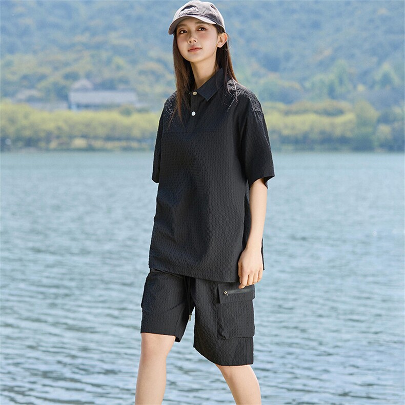 POLO衫女款夏季新款情侣短袖短裤宽松休闲套装A406TZ5216特P65,男装Polo衫,星座309（原A406）