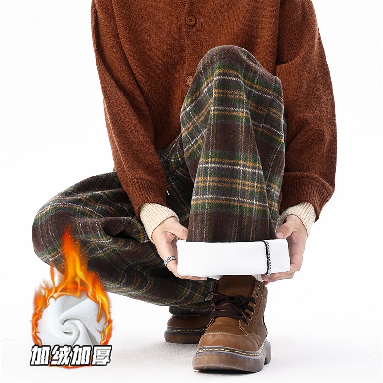 K99140JR-P50特 大码加绒加厚【一件过冬】格子裤休闲裤图片