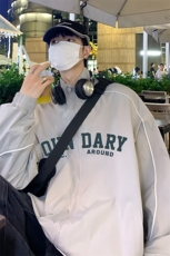 港风新款秋季时尚百搭宽松字母印花潮流夹克卫衣F6340P65控88，男装夹克，电商A268A
