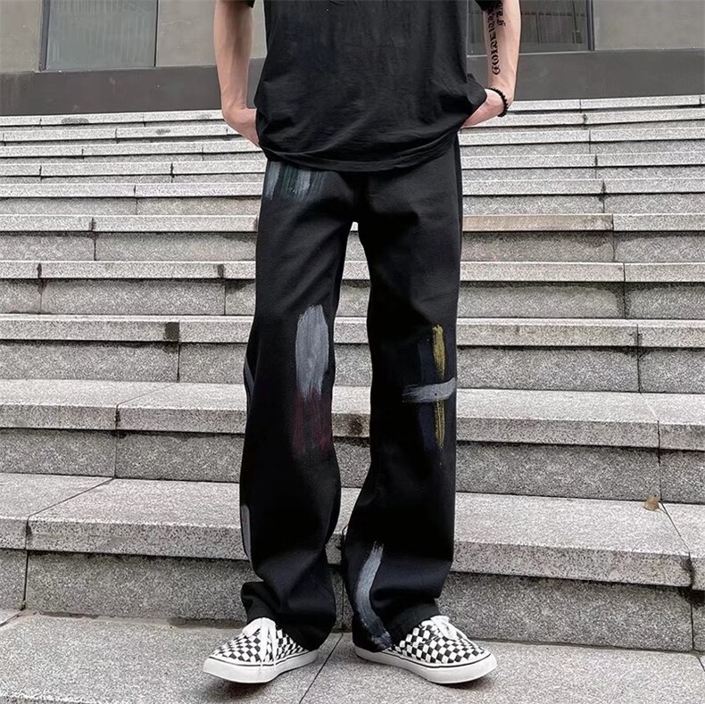 牛仔裤男秋季潮大码休闲裤子泼墨牛仔裤G093P40,男装牛仔裤,星座1116-2