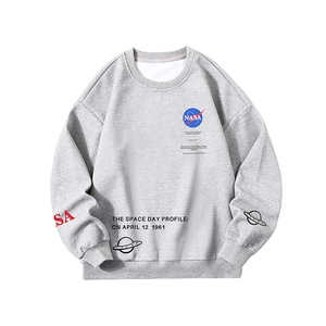 NASA华夫格卫衣圆领卫衣长袖t恤男外套白底HW76243-P30加绒款P40图片