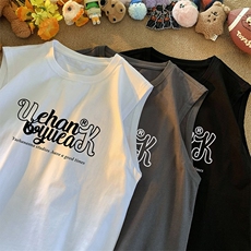 抖音供货、200克现货全棉印花背心宽松无袖T恤D223A-BX2317-P25，男装背心/马甲，电商019-1