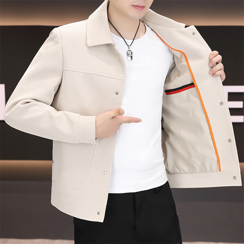 秋季新款男士商务休闲简约百搭拼接时尚潮流夹克外套上衣7915P90,男装夹克,电商B226-2（原B217-2）