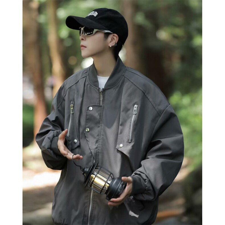 夹克外套男女高街春季新款复古宽松百搭设计潮牌棒球服JK95P68,男装夹克,星座410-2