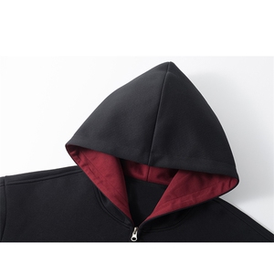 重磅高品质硬挺boxy26春装美式高街结构撞色拼接连帽卫衣开衫外套图片