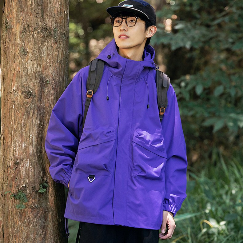 港风二开宽松冲锋衣工装夹克百搭落肩简约上衣外套JK740P78,男装夹克,星座1204-3