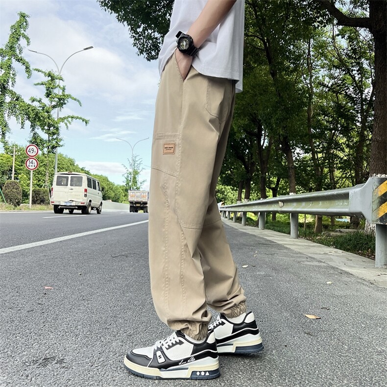 男士春秋款港风工装裤新款宽松潮牌束脚百搭休闲裤,男装休闲裤,星座410-7