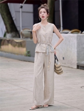 2026夏季新款苎麻马甲套装，简约时尚，不挑身材，穿着高级感，女装套装/套裙，米莱