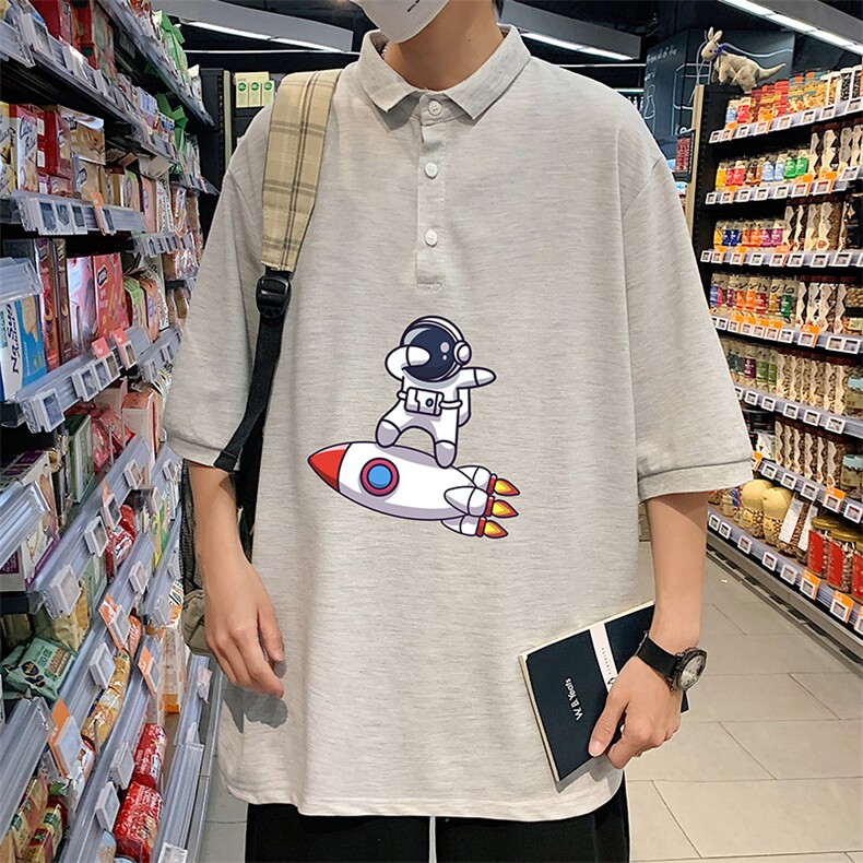 PL57158-P35 翻领短袖polo衫男大码胖子半袖t恤男有领保罗衫 模特图片