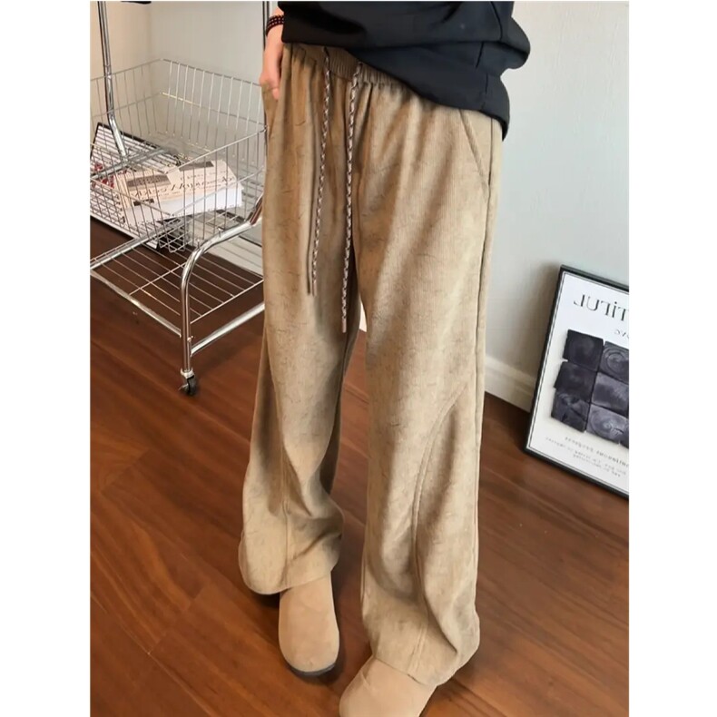 春季潮牌宽松直筒休闲裤子百搭纯色垂感阔腿运动裤1008-LG177-P35，女装休闲裤，星座1008