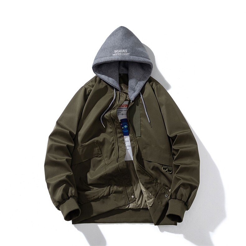 现货三色带帽可拆卸秋冬飞行服棉服情侣装夹克潮牌炸街外套,男装夹克,电商A105