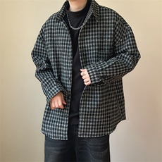 2025春新款呢子外套宽松休闲格子呢料衬衣外套A351-AJ2552-P75，男装夹克，电商A351