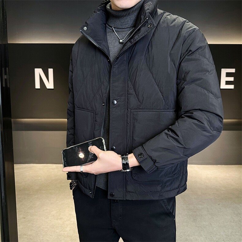 标50羽绒服男士2025新款冬装立领菱形设计外套B240-6622-P215,男装羽绒服,电商B240