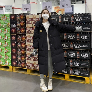 爆款过膝中长款红色连帽羽绒棉服女2024冬季新款加厚保暖韩系棉袄图片